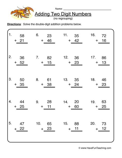 two digit addition without regrouping|Math Handouts: Double Digit Addition Without Regrouping .